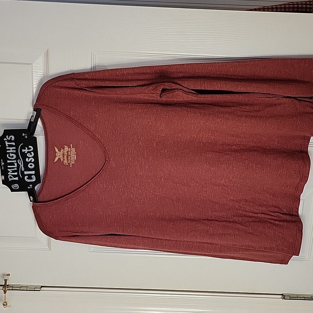 Faded Glory Top XL V-Neck Merlot Red Long Sleeve